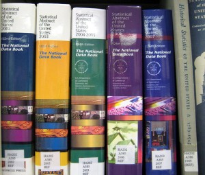 Statistical abstract spines on a shelf